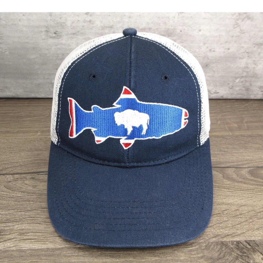 Jackson Hole Hat Cap Snap Back Mens One Size Blue Mesh Trucker Wyoming Fishing